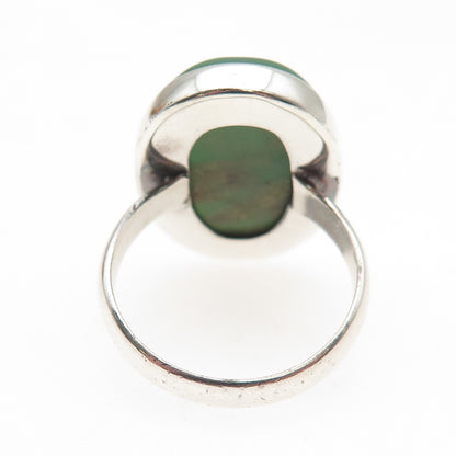 925 Sterling Silver Vintage Real Cabochon Chrysoprase Ring Size 7