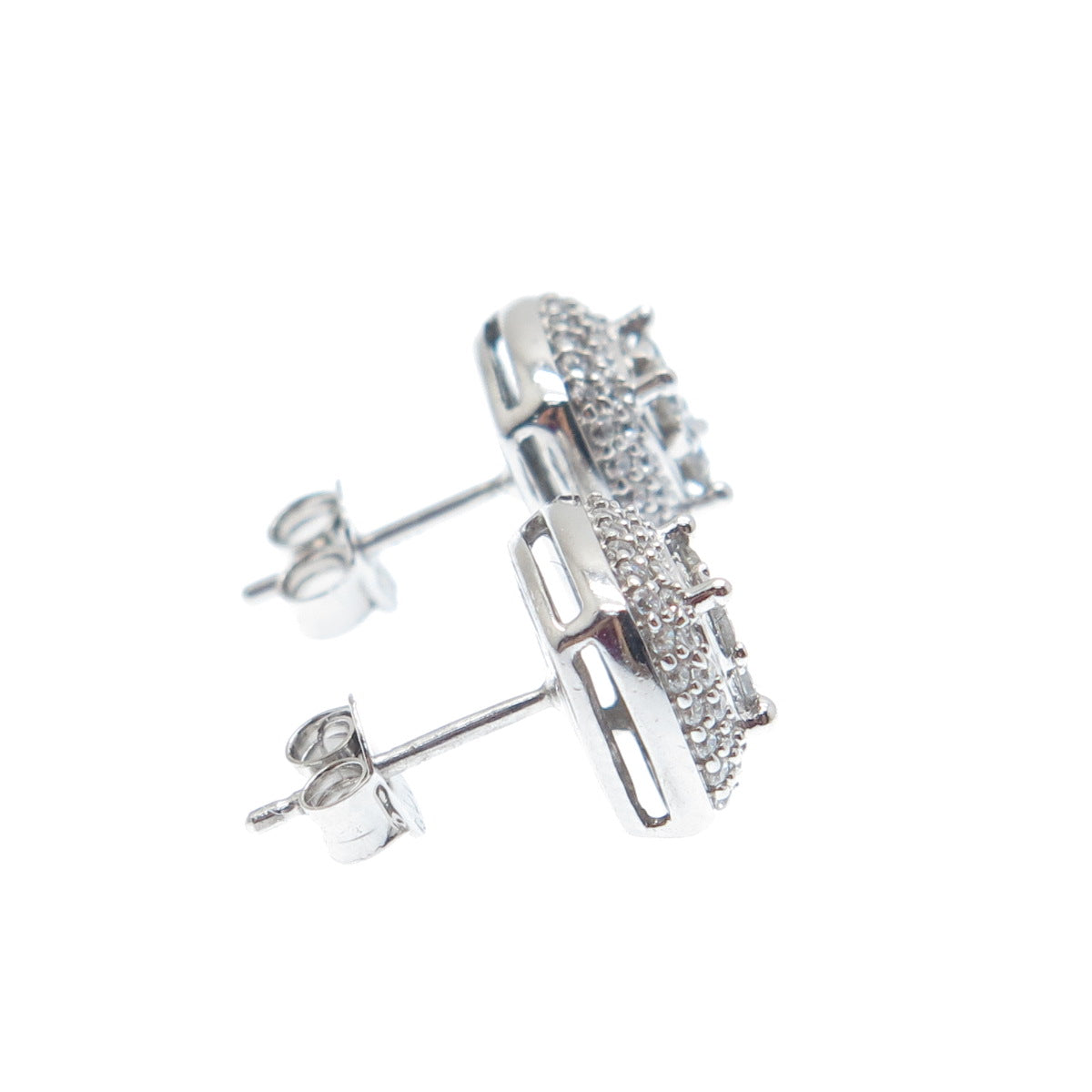 925 Sterling Silver Round-Cut C Z Cushion Stud Earrings