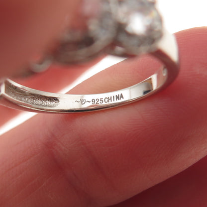 925 Sterling Silver Round-Cut C Z Engagement Ring Size 7.25