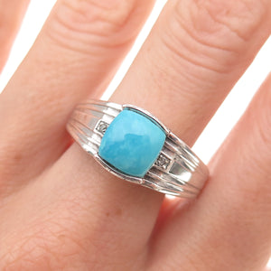 Chuck Clemency 925 Sterling Silver Real Diamond & Turquoise Ring Size 10.25
