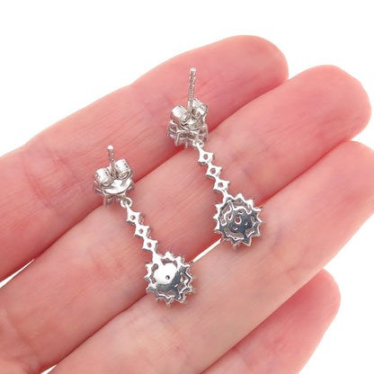 Chuck Clemency 925 Sterling Silver Real Tanzanite & White Topaz Dangle Earrings