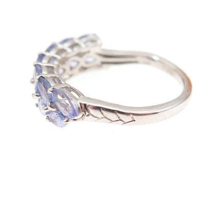 Chuck Clemency 925 Sterling Silver Real Marquise-Cut Tanzanite Ring Size 8