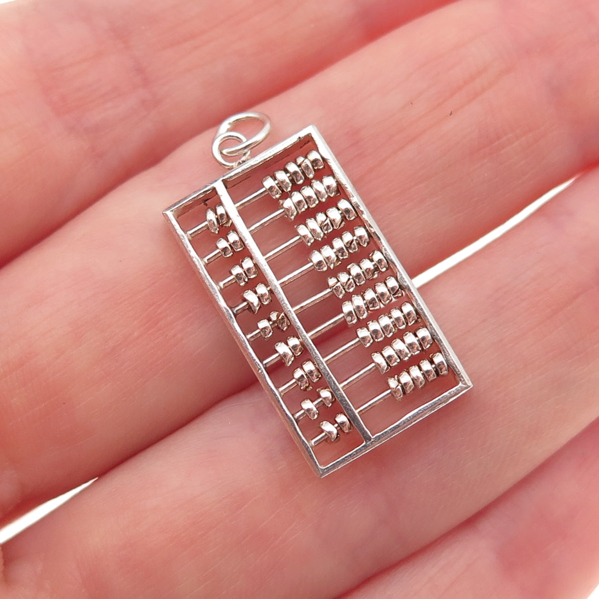 925 Sterling Silver Vintage Abacus Movable Charm Pendant