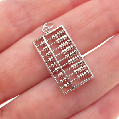 925 Sterling Silver Vintage Abacus Movable Charm Pendant
