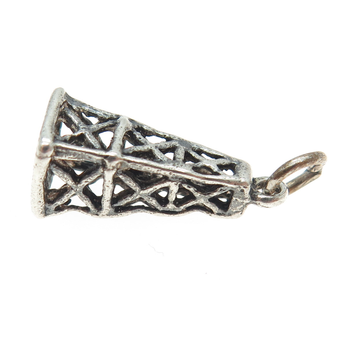 925 Sterling Silver Vintage Oil Derrick 3D Charm Pendant