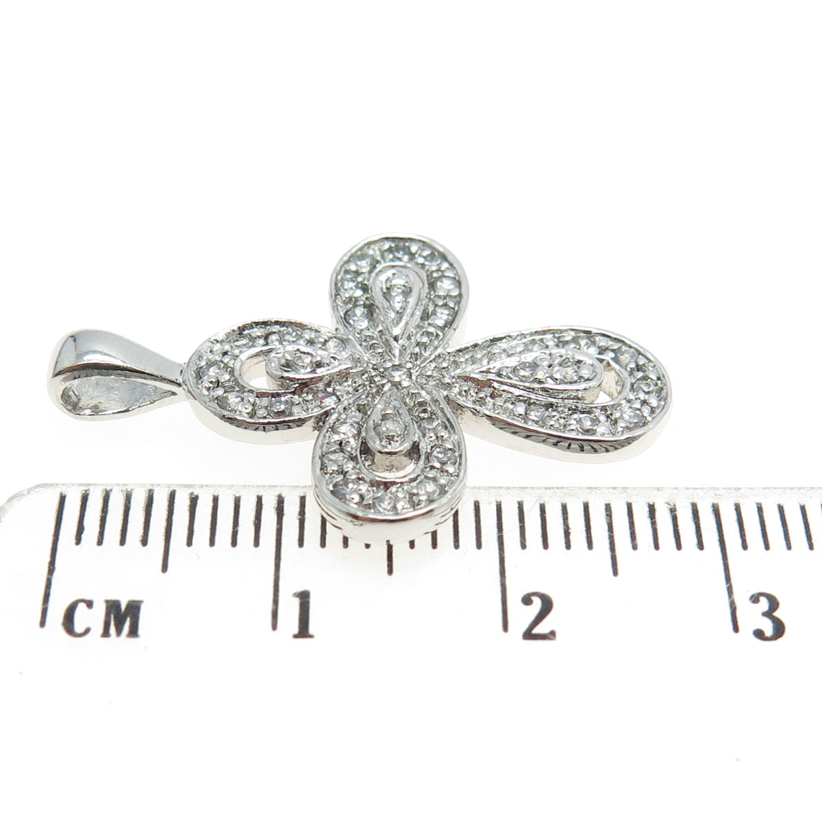 925 Sterling Silver Round-Cut C Z Cross Pendant