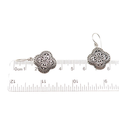 ATI Annika Witt 925 Sterling Silver Vintage Heart Floral Dangle Earrings