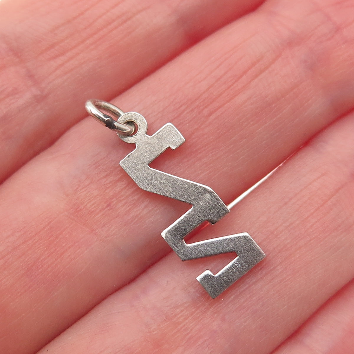 925 Sterling Silver Vintage Lucky Number 72 Mini Charm Pendant
