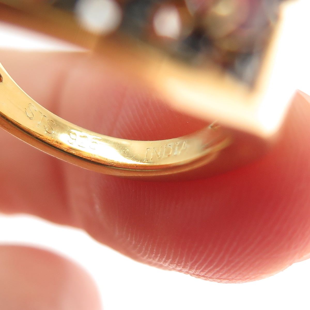 CHUCK CLEMENCY 925 Sterling Silver Gold Plated Real Ruby & Spinel Ring Size 5.25