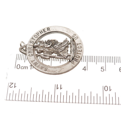 Rand & Paseka 925 Sterling Silver Vintage Saint Christopher Religious Pendant