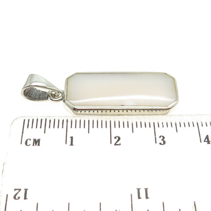 925 Sterling Silver Vintage Real Mother-of-Pearl Modernist Pendant