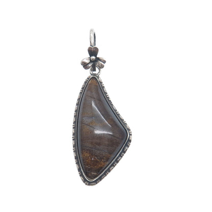 925 Sterling Silver Antique England Monarch Butterfly Wing Flower Pendant
