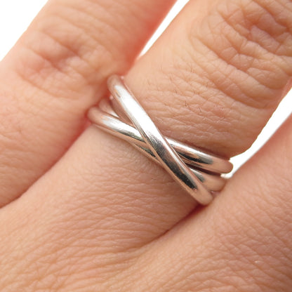 925 Sterling Silver Vintage Interlocked Trinity Band Ring Size 6.5