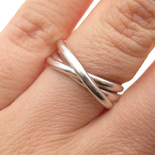 925 Sterling Silver Vintage Interlocked Trinity Band Ring Size 6.5