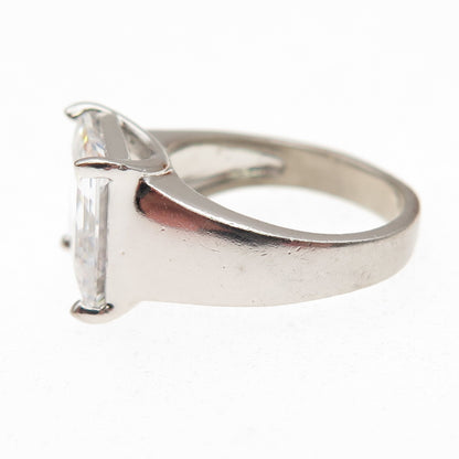 925 Sterling Silver C Z Engagement Ring Size 5.25