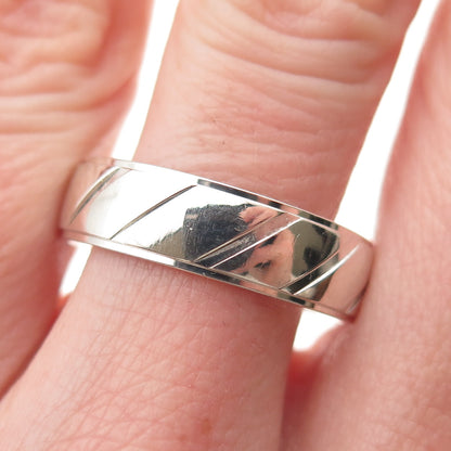 925 Sterling Silver Lined Band Ring Size 10.5