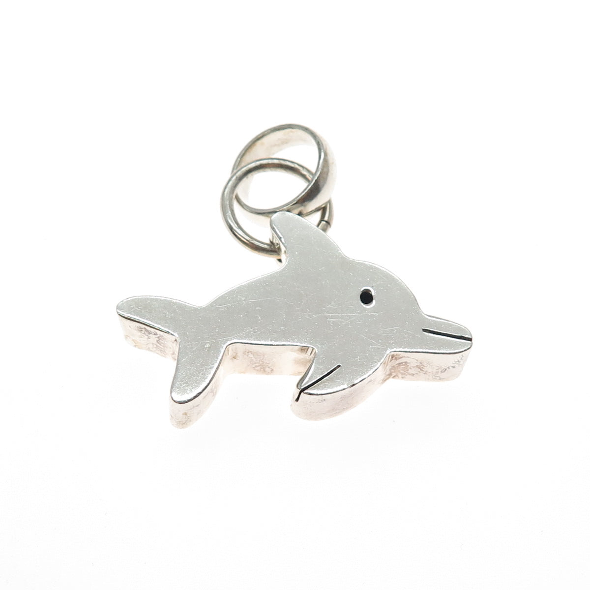 925 Sterling Silver Vintage Modernist Dolphin Charm Pendant