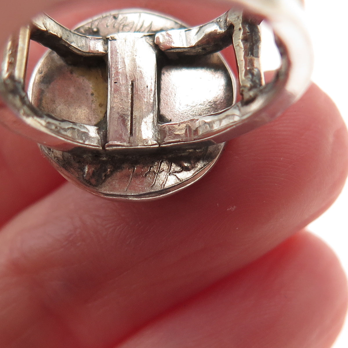Vaubel Sterling Silver 14K Gold Vintage Real Carnelian Modernist Ring Size 5.25