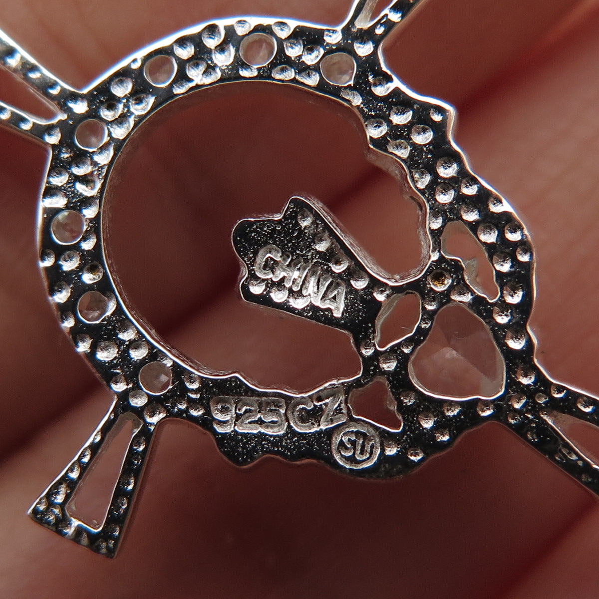 925 Sterling Silver Heart & Round-Cut C Z Irish Claddagh Cross Charm Pendant