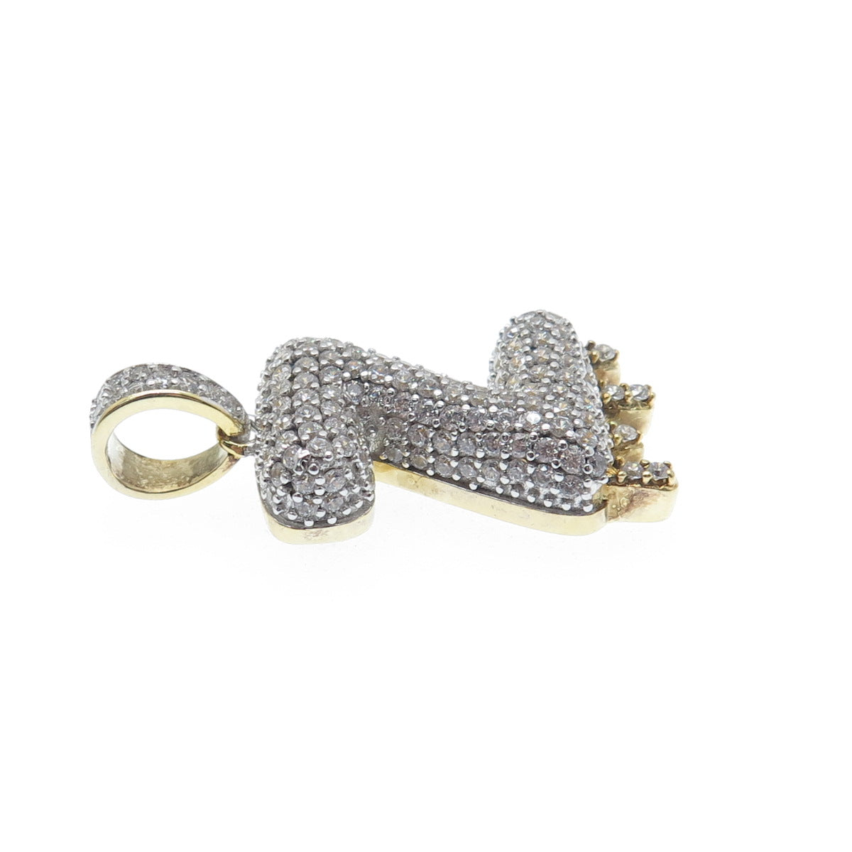 925 Sterling Silver Gold Plated Round-Cut Shaped C Z Letter Z Sparkle Pendant