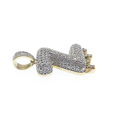 925 Sterling Silver Gold Plated Round-Cut Shaped C Z Letter Z Sparkle Pendant