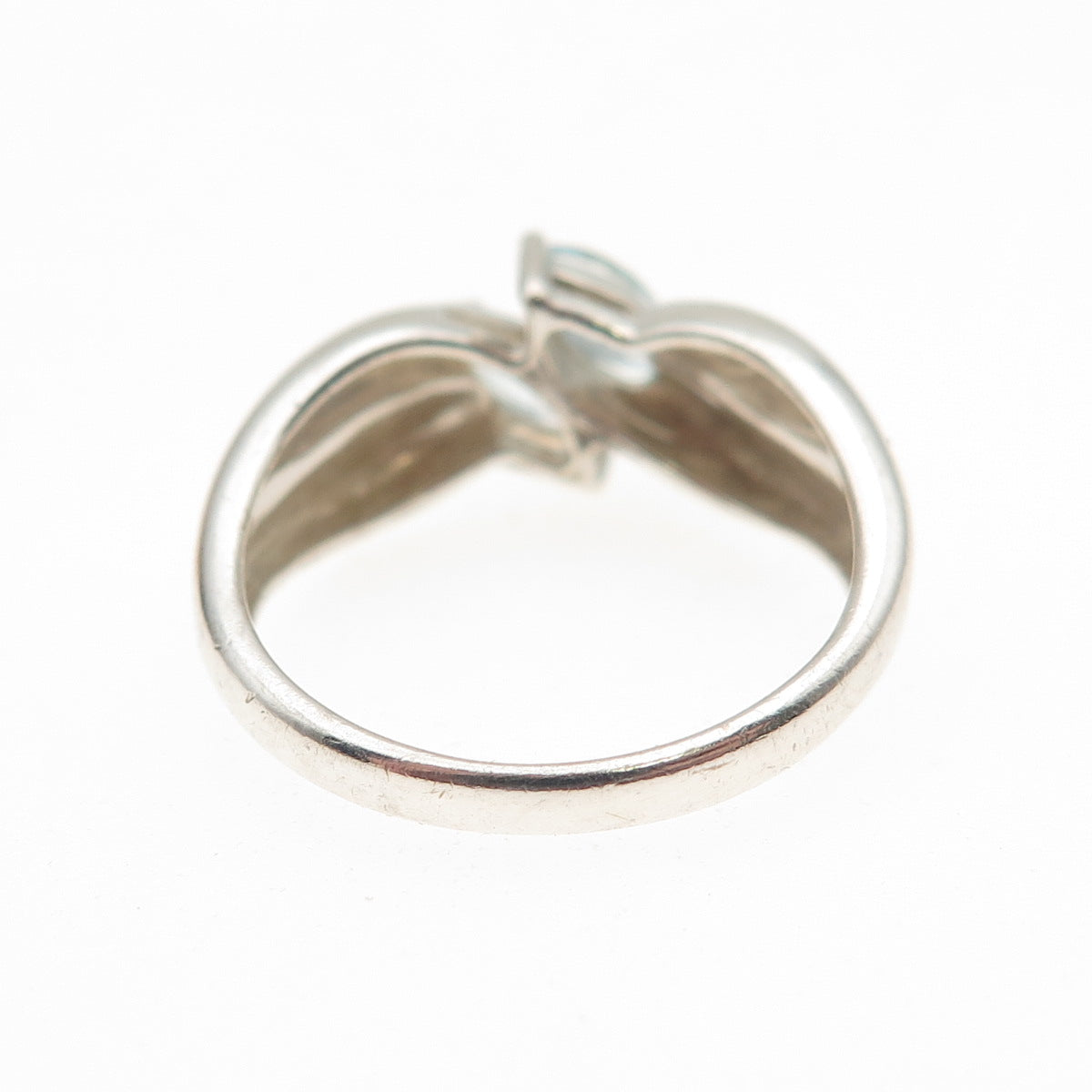 925 Sterling Silver Vintage Real Marquise-Cut Aquamarine Modernist Ring Size 6
