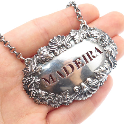 ROBINSON EDKINS & ASTON 925 Sterling Antique 1836 Birmingham Madeira Bottle Tag