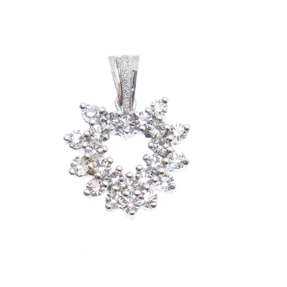 925 Sterling Silver Round-Cut C Z Heart Minimalist Charm Pendant