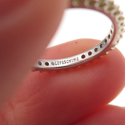 925 Sterling Silver Round-Cut Canary C Z Eternity All Around Band Ring Size 5