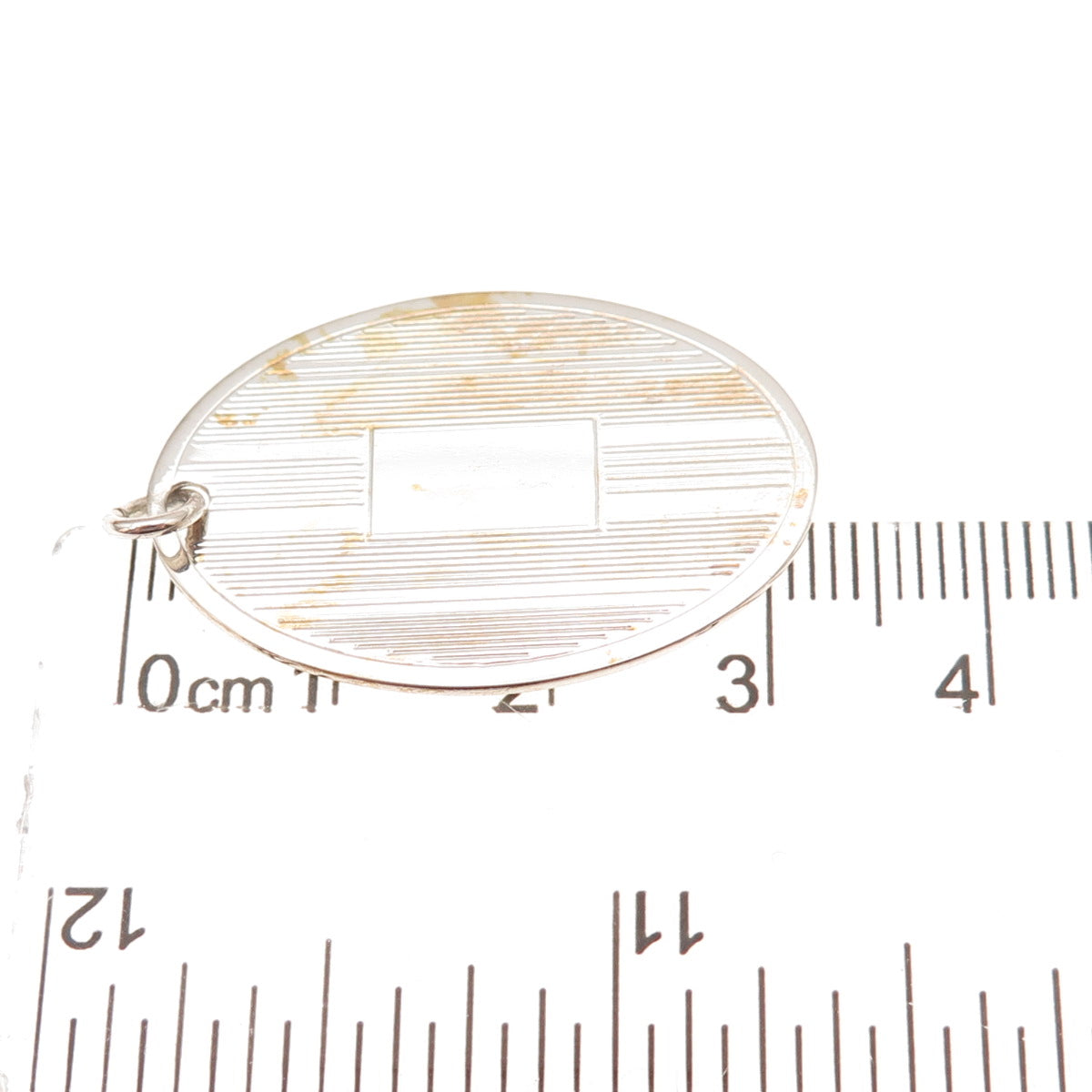 925 Sterling Silver Vintage Engravable Oval Tag Charm Pendant