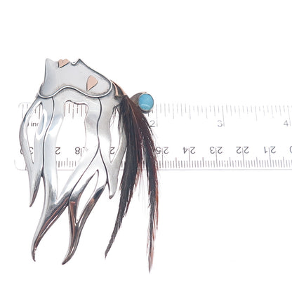 925 Sterling 14K Gold Vintage Real Opal Feather Fairy Centerpiece Slide Pendant