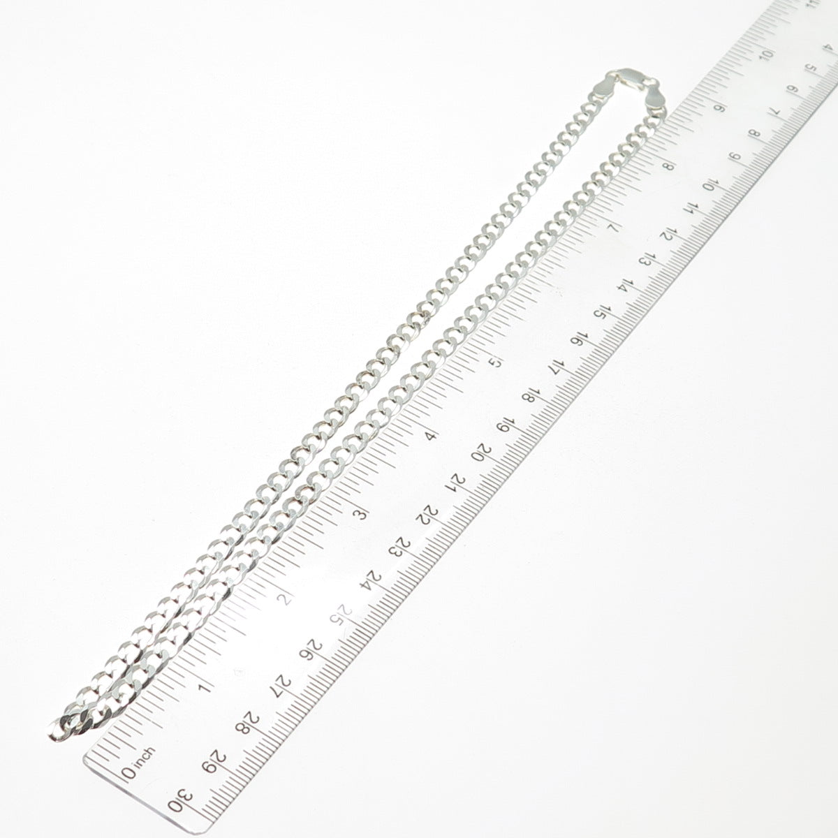 925 Sterling Silver Vintage Italy Curb Chain Necklace 18"