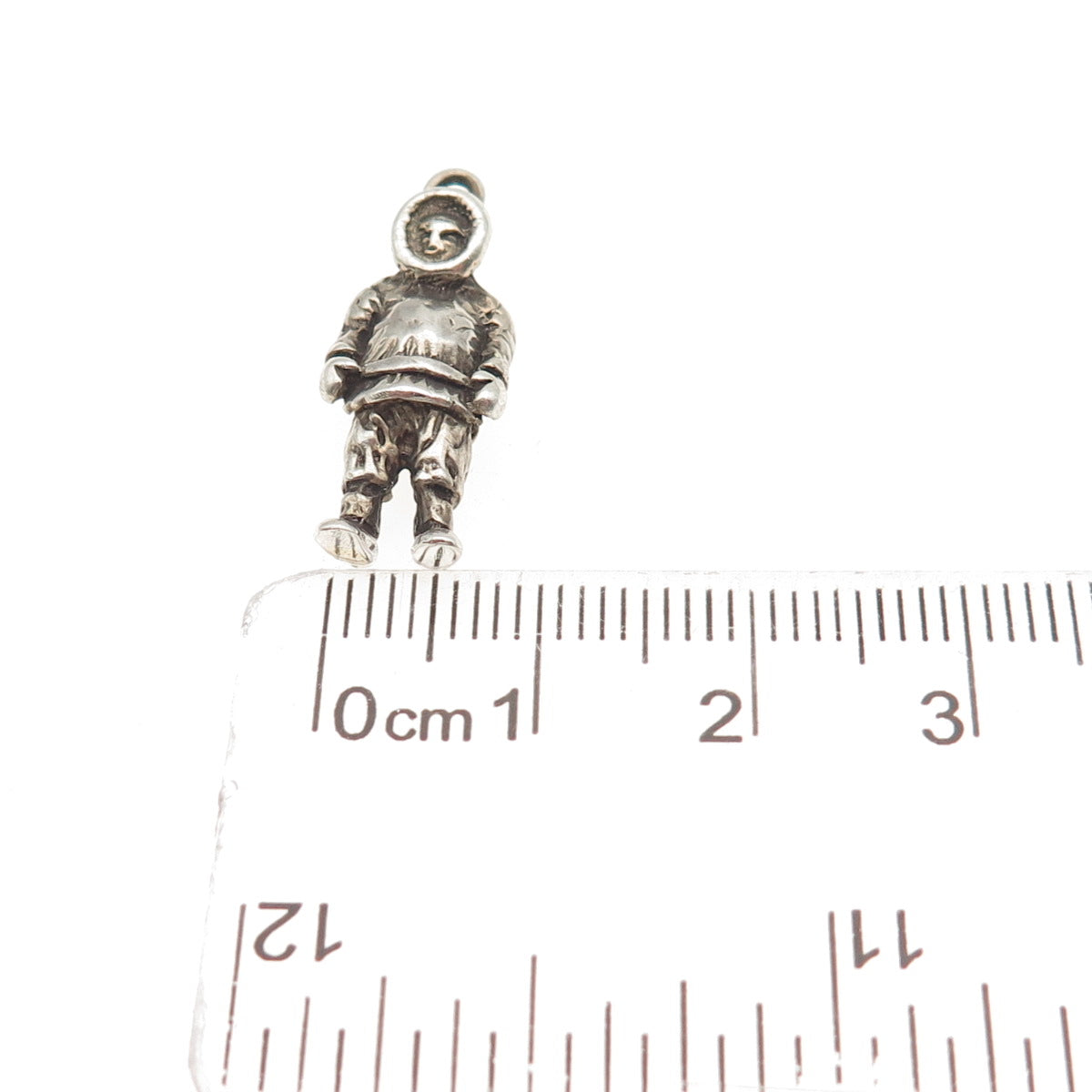 Old Pawn 925 Sterling Silver Vintage Alaskan Inuit Oxidized Mini Charm Pendant