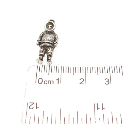 Old Pawn 925 Sterling Silver Vintage Alaskan Inuit Oxidized Mini Charm Pendant