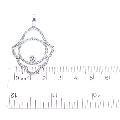 925 Sterling Silver Round-Cut C Z Hamsa Amulet Charm Pendant