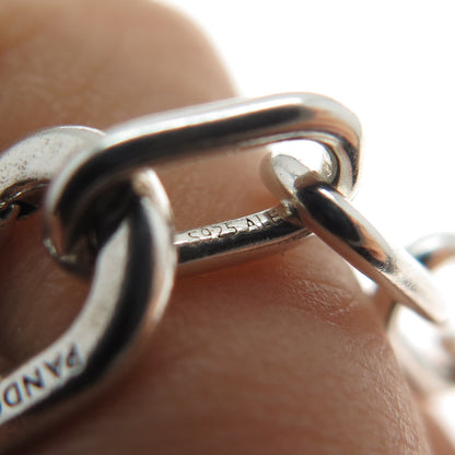 PANDORA 925 Sterling Silver White & Green C Z Clover Bracelet w/ Extension 6-7"