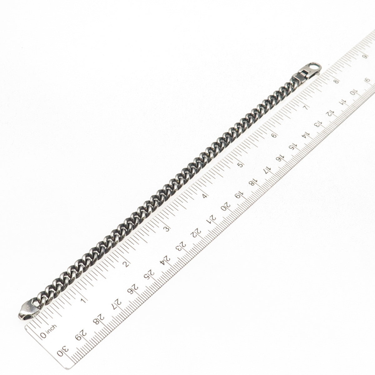 925 Sterling Silver Vintage Italy Cuban Link Oxidized Bracelet 7.75"