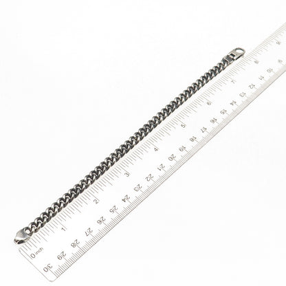 925 Sterling Silver Vintage Italy Cuban Link Oxidized Bracelet 7.75"