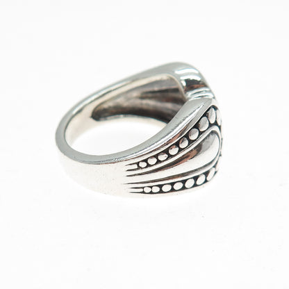 925 Sterling Silver Vintage Modernist Dotted Oxidized Ring Size 7