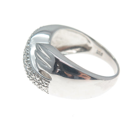 FINA 925 Sterling Silver Real Round-Cut Diamond Crossover Ring Size 7.5