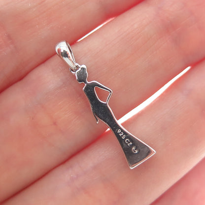 925 Sterling Silver Round-Cut C Z Lady Gala Dress Minimalist Charm Pendant