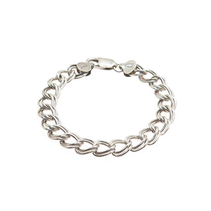 925 Sterling Silver Vintage Italy Double Curb Link Bracelet 6.5"