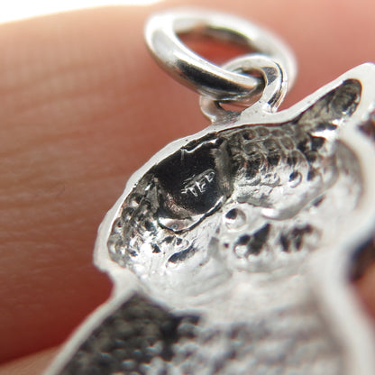 925 Sterling Silver Vintage Cat Oxidized Minimalist Charm Pendant
