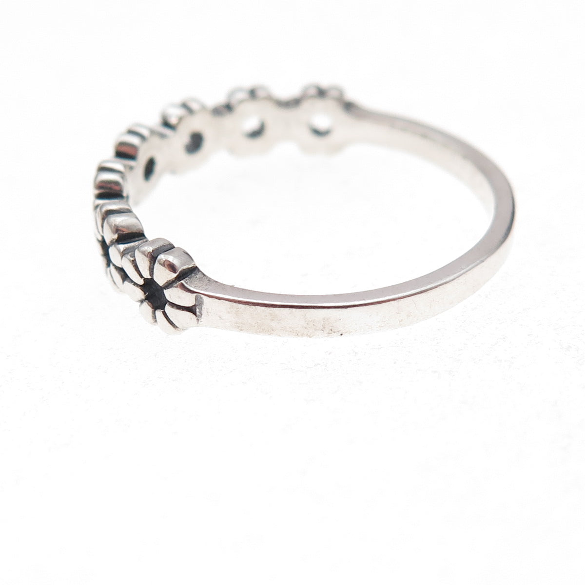 925 Sterling Silver Vintage Daisy Flower Oxidized Ring Size 9.75
