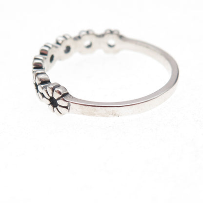925 Sterling Silver Vintage Daisy Flower Oxidized Ring Size 9.75