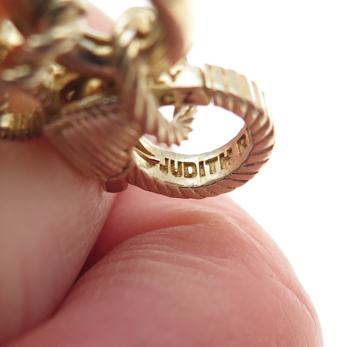 JUDITH RIPKA Sterling Silver Gold Plated Italy C Z Oval Cable Link Bracelet 8"