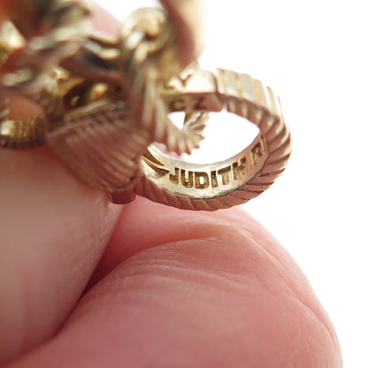 JUDITH RIPKA Sterling Silver Gold Plated Italy C Z Oval Cable Link Bracelet 8"