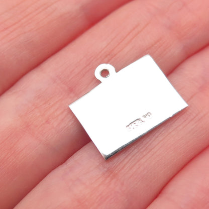 925 Sterling Silver Vintage Enamel Western Postal Happy Birthday Mini Pendant