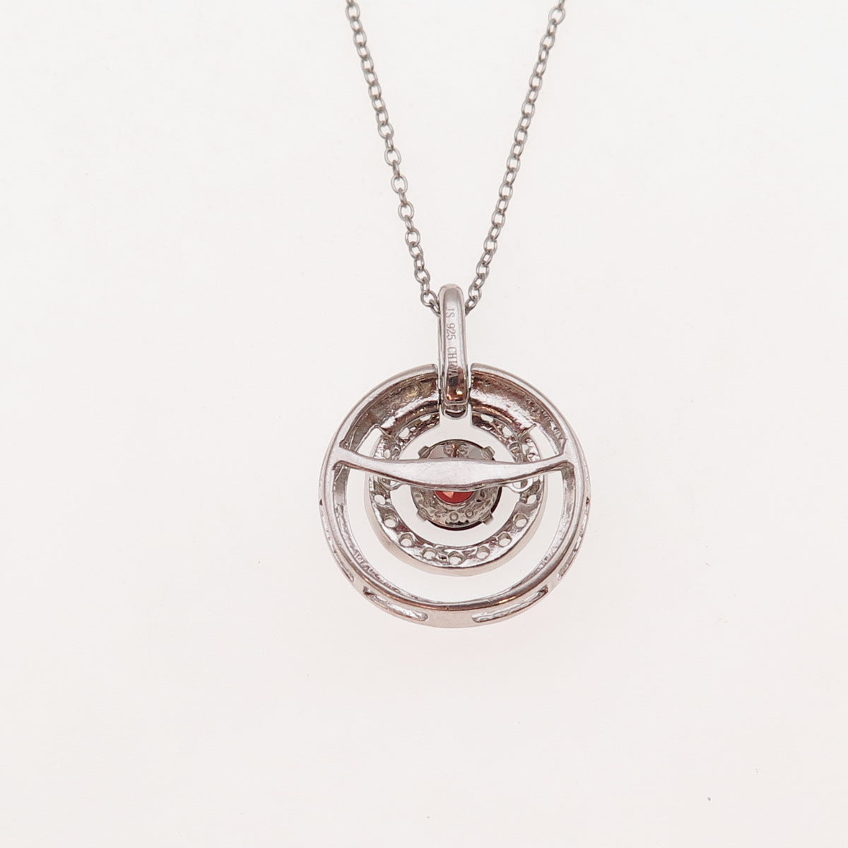 Joseph Schmid Sterling Silver Real Garnet & White Topaz Cable Chain Necklace 18"