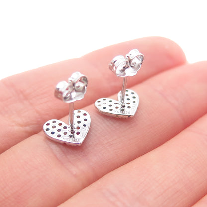 925 Sterling Silver Lab-Created Sapphire Ruby & Multi-Color C Z Heart Earrings